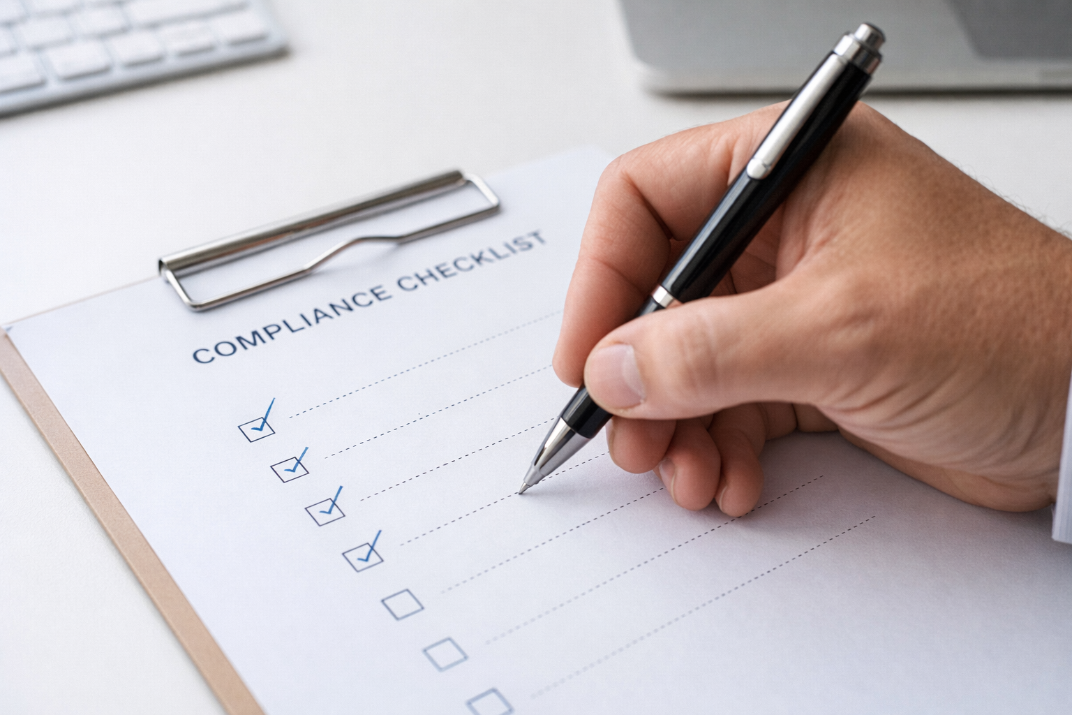 Compliance checklist being reviewed