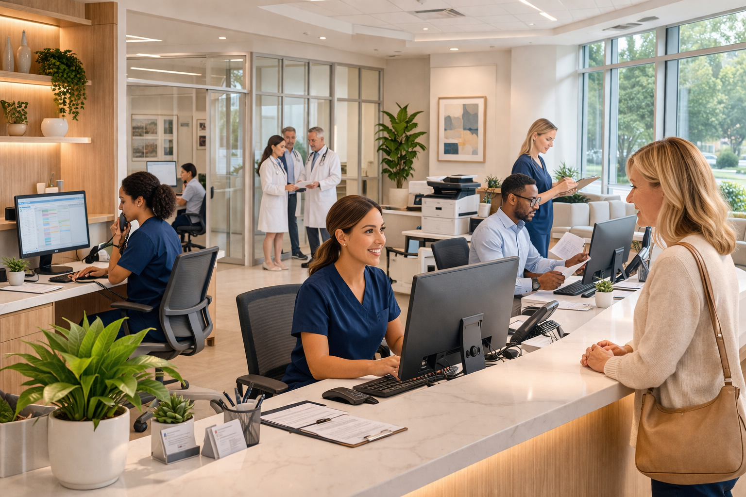 Modern medical office reception and workflow